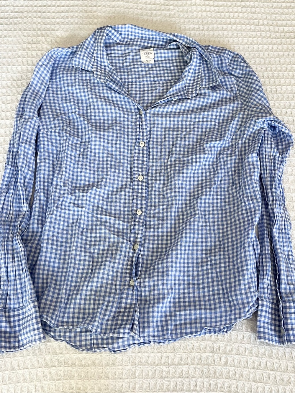 J. Crew Factory Blue Gingham Button-Down Shirt size large